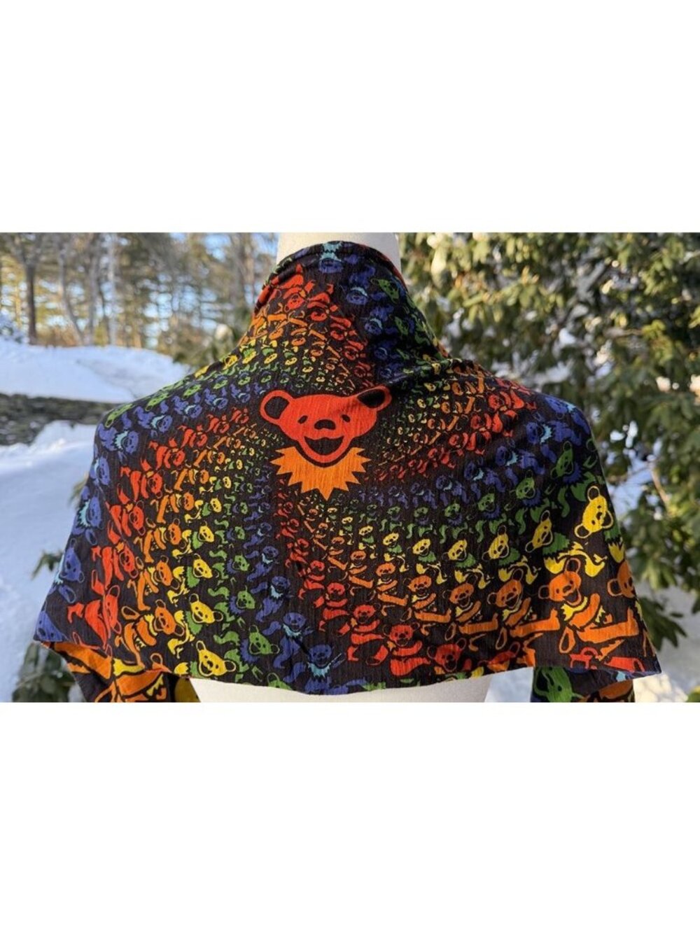 Grateful Dead Dancing Bears Spiral Long Scarf Neck Wrap Fashion Shawl Colorful